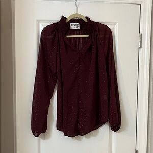 BUCKETLIST Burgundy Sheer Blouse